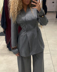 Ensemble blazer gris rayé