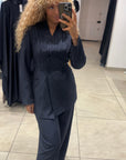 Ensemble blazer bleu rayer