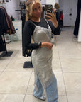 Robe asymétrique satin beige