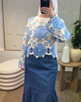 Top Crochet Bleu