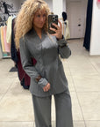 Ensemble blazer gris rayé
